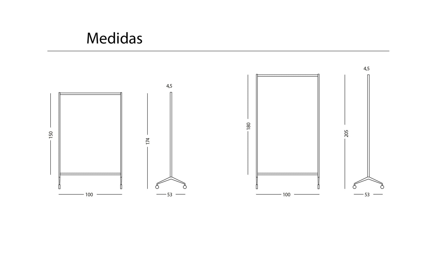 Acoustic screen with wheel support and aluminum profile
