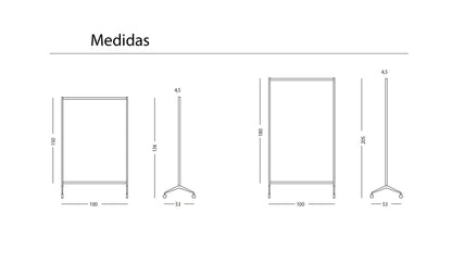 Acoustic screen with wheel support and aluminum profile 
