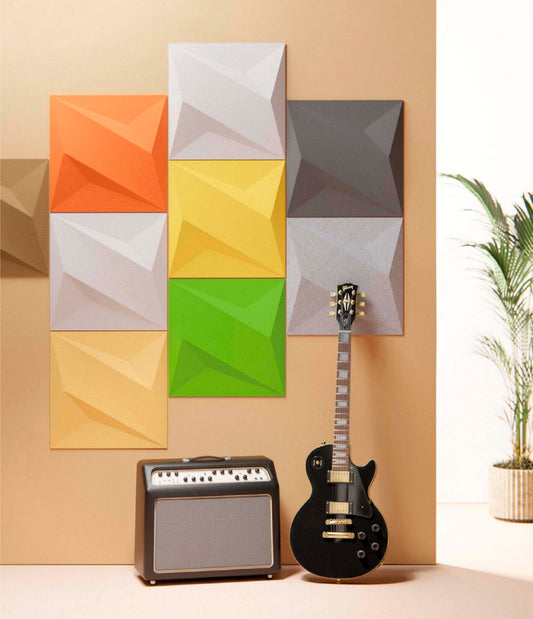 Acoustic panel with relief and shapes