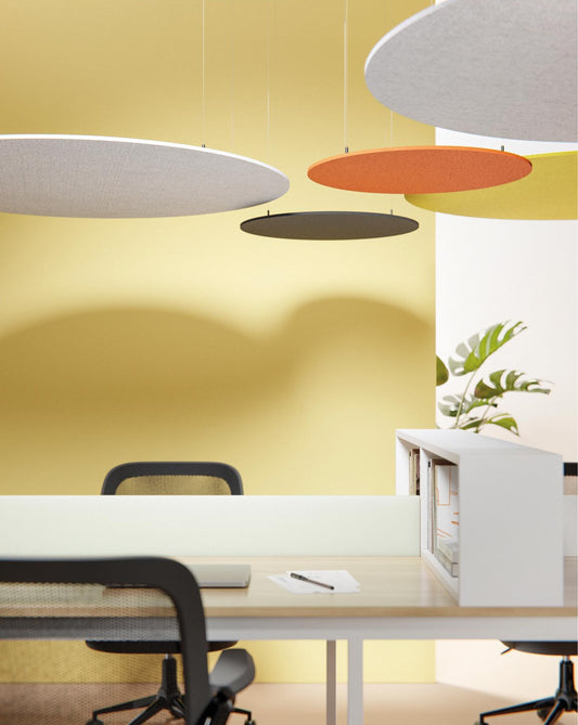 Suspended circular acoustic panels 